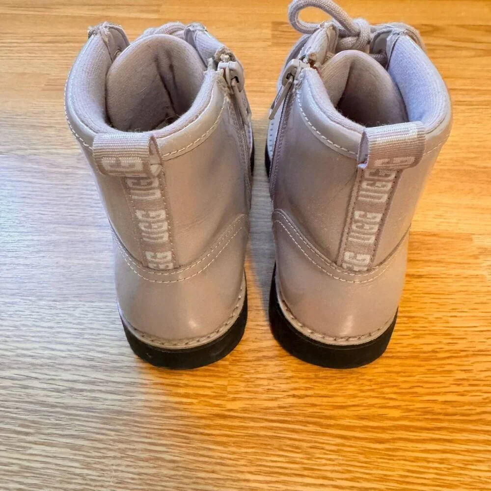 UGG Girl’s Boots in Shimmery Pink Patent Leather - Size 4.